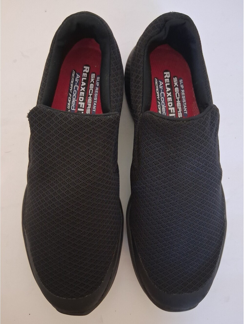 Skechers Men Black Comfort Slip On Slip Resistant Air Cooled Work Shoes, 8.5